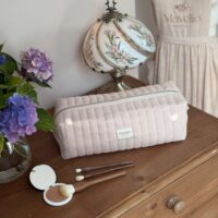 trousse de toilette matelassé beige rosé