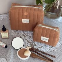 trousse de toilette matelassé caramel