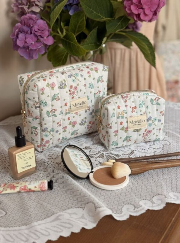 trousse de toilette matelassé jardin d'été
