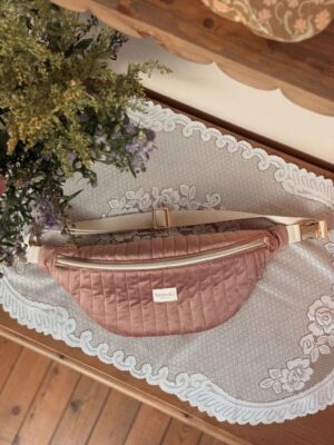 sac banane matelassé vélours rose