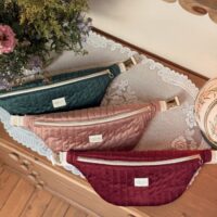 3 sac banane matelassé velours vert rose et bordeaux