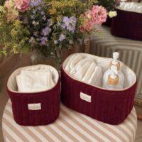 panières de rangement matelassé velours bordeaux
