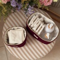 panières de rangement matelassé velours bordeaux