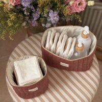 panières de rangement matelassé velours rose