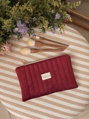 pochette plate matelassé velours bordeaux
