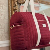 sac à langer matelassé velours bordeaux