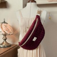 sac banane matelassé velours bordeaux