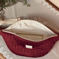 sac banane matelassé velours bordeaux