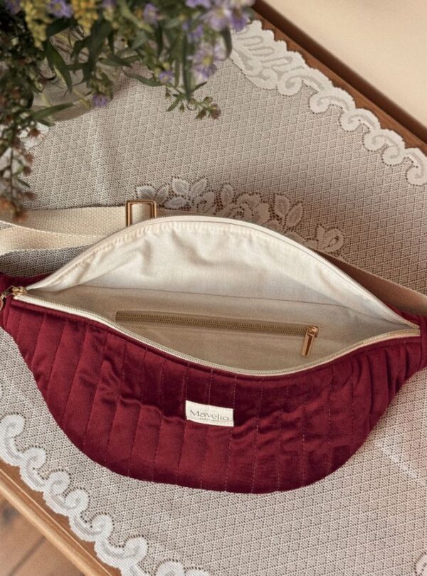sac banane matelassé velours bordeaux