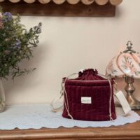 sac seau matelassé velours bordeaux