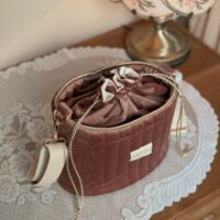 sac seau matelassé velours rose