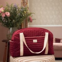 sac voyage matelassé velours bordeaux