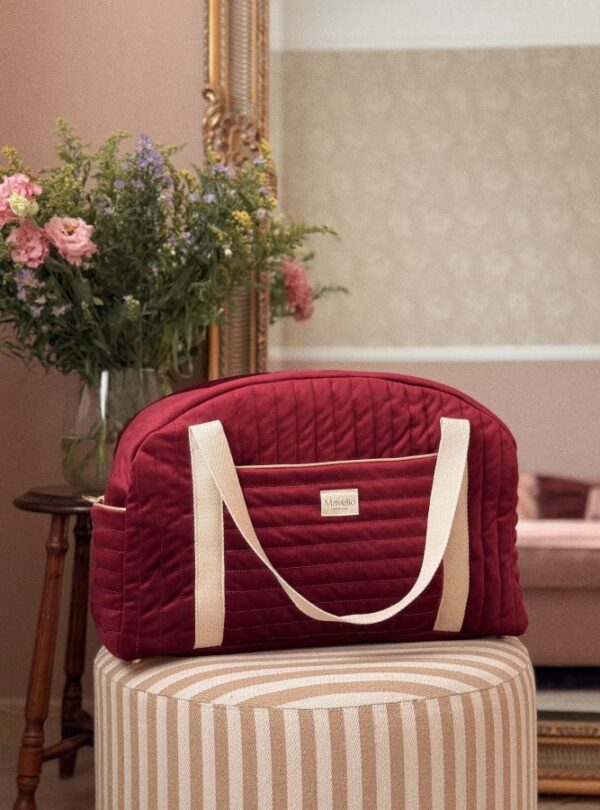 sac voyage matelassé velours bordeaux