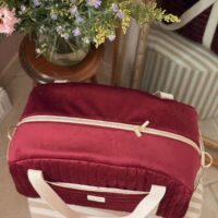 sac voyage matelassé velours bordeaux