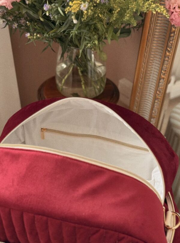 sac voyage matelassé velours bordeaux