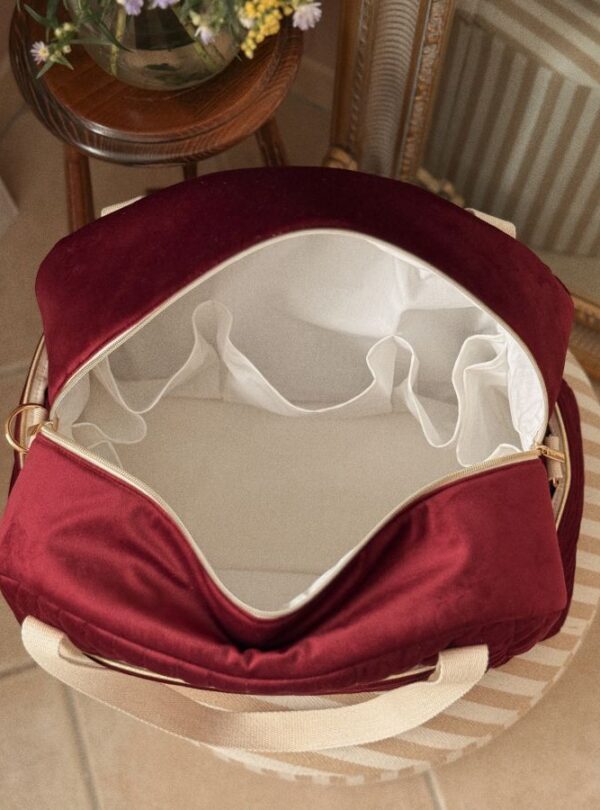 sac voyage matelassé velours bordeaux