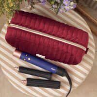 trousse de toilette taille XL velours matelassé bordeaux