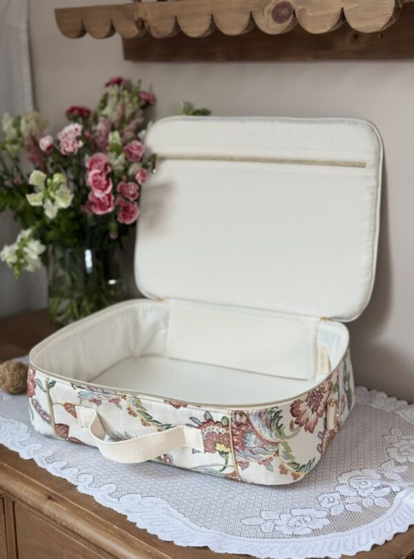 valisette jacquard fleuri personnalisé brodé