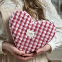 trousse VALENTINE coeur en vichy rouge
