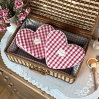 trousse VALENTINE coeur en vichy rouge
