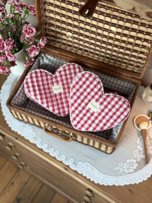 trousse VALENTINE coeur en vichy rouge
