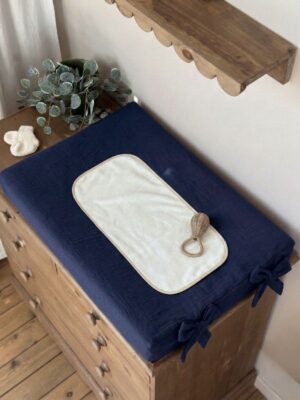 housse pour matelas à langer gaze de coton bleu nuit
