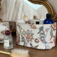 panière de rangement en jacquard fleuri personnalisé avec broderie