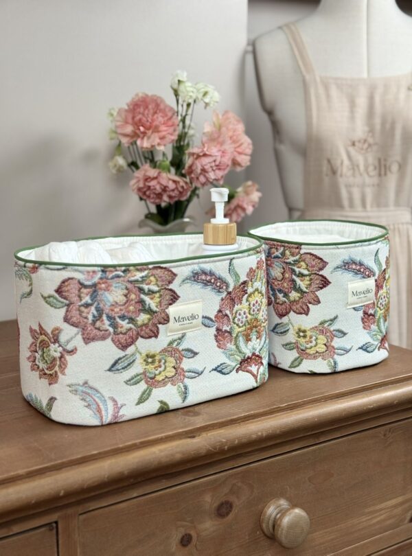 panières de rangement en jacquard fleuri (3) panières de rangement en jacquard fleuri