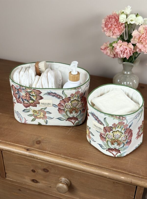 panières de rangement en jacquard fleuri (4) panières de rangement en jacquard fleuri