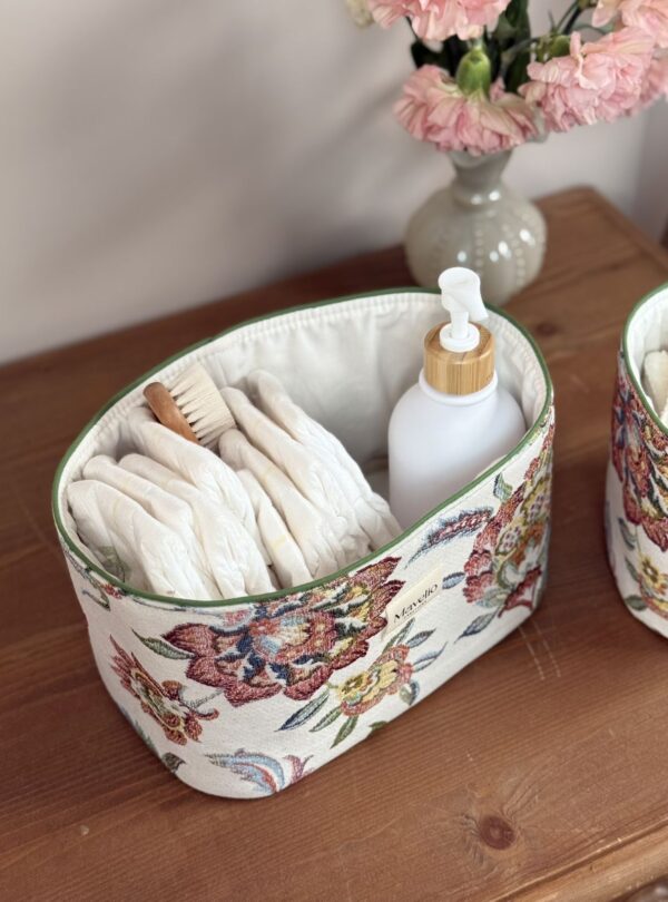 panières de rangement en jacquard fleuri (5) panières de rangement en jacquard fleuri