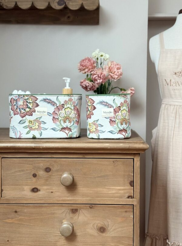 panières de rangement en jacquard fleuri panières de rangement en jacquard fleuri