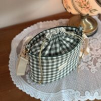 sac seau en vichy vert