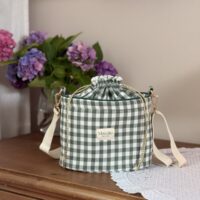 sac seau en vichy vert