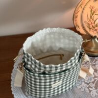 sac seau en vichy vert