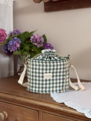 sac seau en vichy vert