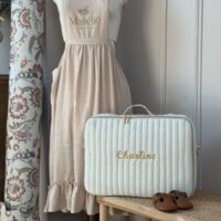 valisette matelassé gaze de coton écru uni personnalisé broderie