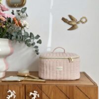 vanity matelassé gaze de coton beige rosé uni