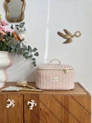 vanity matelassé gaze de coton beige rosé uni
