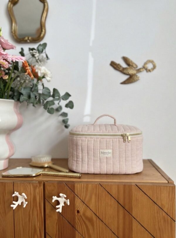 vanity matelassé gaze de coton beige rosé uni vanity matelassé gaze de coton beige rosé uni