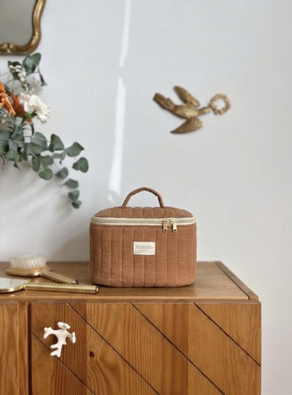 vanity matelassé gaze de coton caramel uni