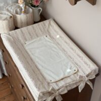 Housse de matelas à langer rayé fleuri rose tendres rayures