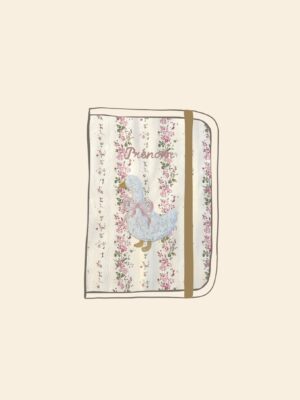 protège carnet de santé tendres rayures fleuri rose broderie oie
