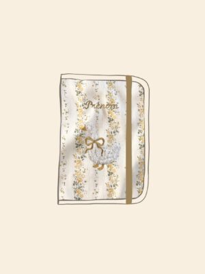 protège carnet de santé tendres rayures fleuri jaune broderie oie