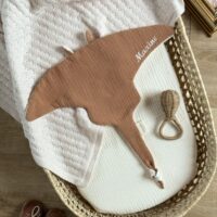 doudou raie manta gaze de coton caramel