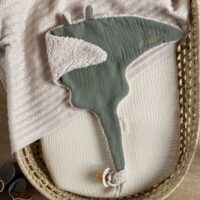 doudou raie manta gaze de coton kaki personnalisé