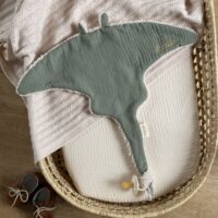 doudou raie manta gaze de coton kaki personnalisé