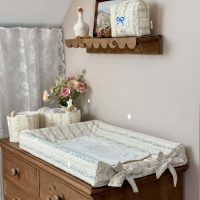 housse de matelas à langer rayé fleuri bleu tendres rayures