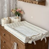 housse de matelas à langer rayé fleuri bleu tendres rayures