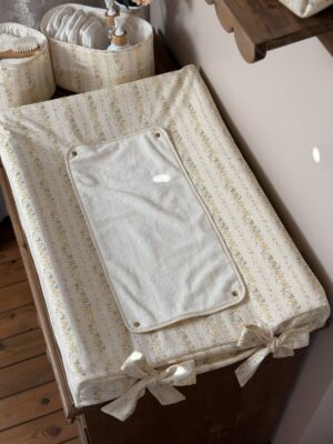 housse de matelas à langer rayures fleuri jaune