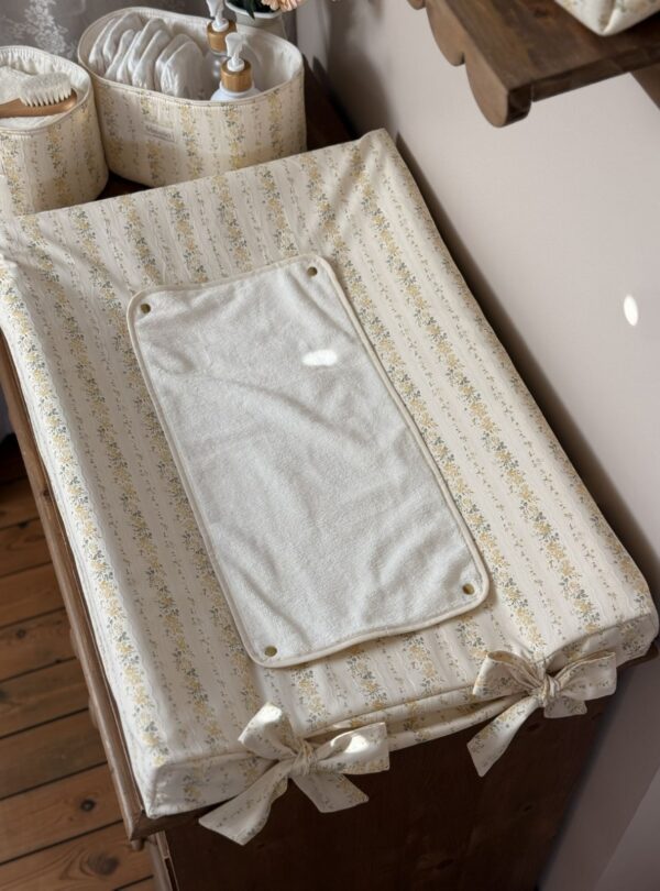 housse de matelas à langer rayures fleuri jaune